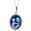 14K White Gold Cameo Pendant w/chain 18" Depicting Mother Holding Child