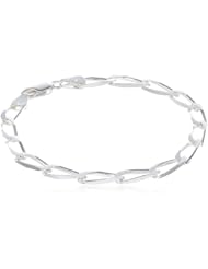 Sterling Silver Open Rectangle Charm Bracelet, 7"