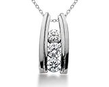 IMAGE OF 1.00CTW Bar Set Diamond Three Stone Pendant in Palladium