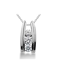 1 Carat Three Stone Diamond Ladder Pendant in 14k White Gold
