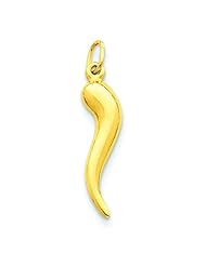 14K Yellow Gold Italian Horn Charm Good Luck Pendant