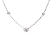 14k White Gold Diamond 3 Station Pendant Necklace 18" Ct.tw 0.30