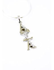 Alpha Sigma Alpha Sterling Silver Lavaliere set with Lab-Created Diamonds