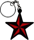 Red & Black 2 Nautical Star - Rubber Keychain (Keyring Keyfob)