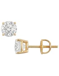 14K Yellow Gold Round Diamond Stud Earrings 1.50 CT. TW.