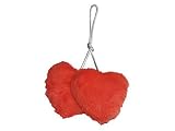 Pair of fluffy Red Love Hearts - Car Window Decoration