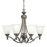 Progress Lighting P4115 Forged Bronze Renovations 5 - Light Chandelier with Etched Glass - P4115