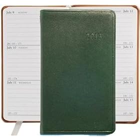 2013 Green 5'' Pocket Datebook Diary in Fine 'Traditional' Calfskin Leather by Graphic Image - 3.120x5