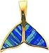 14K Gold Created Opal Whale Tail Slide Pendant New title=