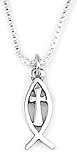 Sterling Silver Cross in Fish Pendant by Bob Siemon, 18
