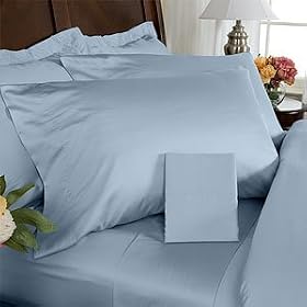HOMESPELL Egyptian Cotton 600 Thread Count 8 - PC Solid Sheet and Duvet Cover Set Light blue - Full