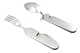 Stainless Steel Folding Eating Utensil - Knife, Fork, Spoon & Opener - Unique Come-Apart Design