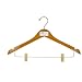 Women's Hardwood Coordinate Hanger with Notches, Clips and Brass Hardware, Light Walnut Finish (Case of 100)