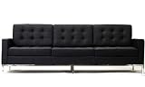 Lexington Modern Florence Style Sofa, Black Genuine Leather