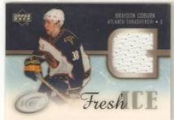 2005-06 Upper Deck Ice Fresh Ice Glass #FIBC Braydon Coburn - Atlanta Thrashers (Piece of Authentic Jersey ) (Hockey Cards)