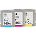 3 x Original Tintenpatronen HP 940XL- C4907AE - Cyan / C4908AE - Magenta / C4909AE - Gelb