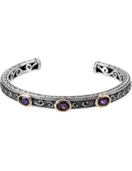 Sterling Silver and 14K Yellow Gold Genuine Amethyst and Sapphire Bracelet