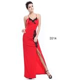 Ever Pretty Sexy V-neck Embroider Cross Back Red Evening Dress 03014