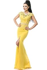 Lace Applique Polyester/Spandex Floral Print Maxi Dress 