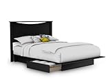 IMAGE OF Full/ Queen Size Platform Bed with Headboard in Solid Black Finish
