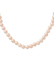 Sterling Silver 9-10mm Pink Freshwater Cultured Pearl Necklace