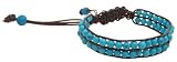 Gorgeous ZAD 2 Line Faux Turqouise Stone Beaded Bracelet on Genuine Brown Leather Cord