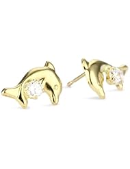 Disney "Princess" Girls 14k Dolphin and Cubic Zirconia Stud Earrings