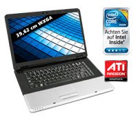 One Notebook C2134 39,62 cm (15,6 Zoll), Intel® Core 2 Duo Prozessor T6600 mit 2 x 2.2 GHz, 3072MB DDR2 Speicher, 320GB Festplatte , DVD Brenner, Bis zu 512MB ATI Radeon® HD4570 Grafikchip, 1,3 MP W