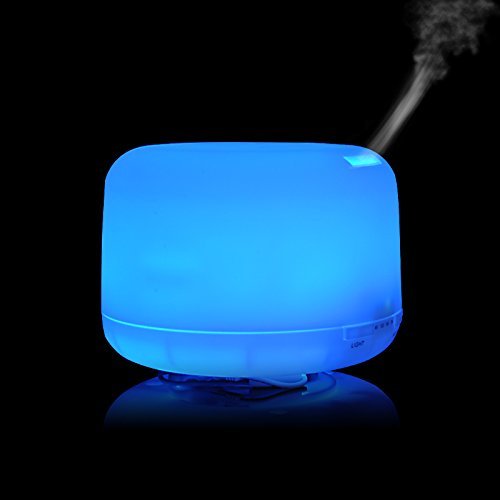 Ultrasonic Aroma Diffuser, Camkey 500ml Aroma Diffuser Ultrasonic Humidifier LED Color Changing Lamp Light Ionizer for Home, Yoga, Office, Spa