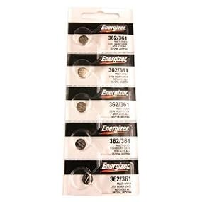 Energizer 362/361 Button Cell Silver Oxide SR721SW Watch Battery Pack of 5 Batteries