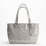 Coach Patent Embossed Signature Gallery Book Bag Purse Tote 17728 Gray