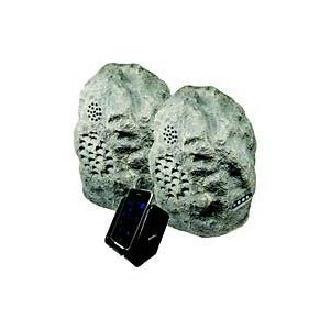 Audio Unlimited 900MHz Wireless Rock Speaker Bundle with Dual Power Transmitter (Granite)