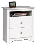 Monterey 2 Drawer Tall Night Table with Open Shelf - White