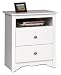 Monterey 2 Drawer Tall Night Table with Open Shelf - White