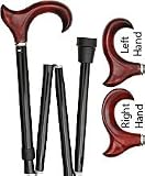 Mahogany Maple Ergonomic Handle Walking Cane With Folding, Adjustable Black Aluminum Shaft and Silve Walking Cane