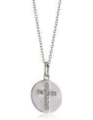 KC Designs "Faithfully Yours" Diamond 14k White Gold Baby Cross Disc Pendant Necklace, 16"