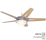 Emerson Fans CF2455BS 54" Odyssey Contemporary Brushed Steel Ceiling Fan w/ Light & Wall Ctrl