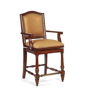 Whitby Leather Counter Height Bar Stool (24"H seat, 29-1/4"H arms) - Tortoise - Frontgate