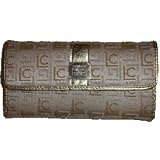 Liz Claiborne Checkbook Wallet Camel Gold Multi Logo Heritage Mosaic Flt Rsrt