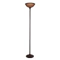 Floor Lamp with Amber Glass Shade - Bronze