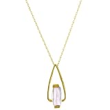 10k Yellow Gold Bridge Cut Pink Quartz Pendant, 18