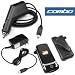 Bargaincell- Verizon, Sprint, Alltel, Cricket, MetroPCS, US Cellular Motorola Krzr K1m Accessory Bundle- Car Cigarette Lighter Charger + Home Travel Charger + Black Swivel Belt Clip Holster