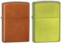 Zippo Lighter Set - Lurid Green and Toffee Brown, Pack of Two
