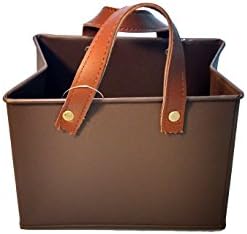 Decorative Brown Tin Tote Bag 7"x4.5"x5" by Wing-Tai Trading