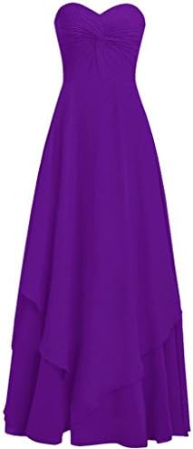 Agneslove Asymmetric Ruffles Sweetheart Chiffon Prom Dresses Party Evening Gowns Purple US 2
