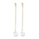 14k 10x7 CZ (Cubic Zirconia) on Chain Drop Earrings