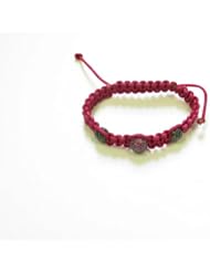 Diamond Pave Beads Sterling Silver Macrame Hemp Bracelet Fashion Jewelry