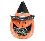 Jack O Lantern Candy Dish Pumpkin in Witch Hat Ceramic