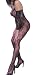 Leg Ave Women's Floral Lace Bodystocking with Attached Sleeves-Style #8046Q, Black, Plus Size