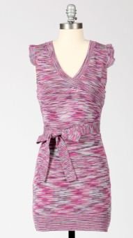 Tulle V-Neck Purple/Eggplant Abstract Print Dress with Front Tie , Small